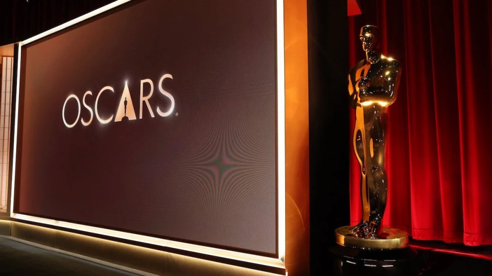 Oscar statues adorn the stage before the start of the 98th Academy Awards nominations (Credit: Valeria Macon / AFP)