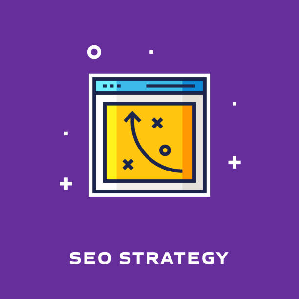 SEO Strategy Flat Line Icon, Outline Vector Symbol Illustration.